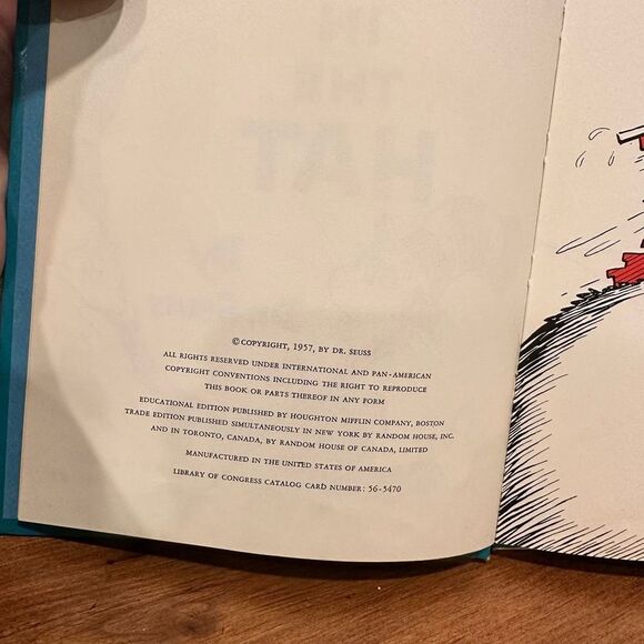 Dr. Suess The Cat In The Hat‎ 1957 First Edition with Jacket - Picture 12 of 16